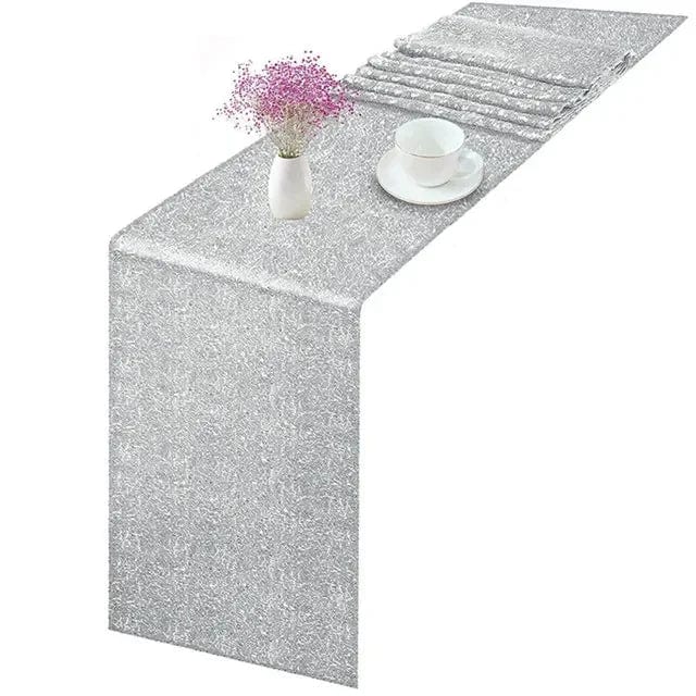 Magzasi Sequin Table Runner 30x180cm with glitter mesh for wedding and event table decoration, embroidered and shimmering for celebrations