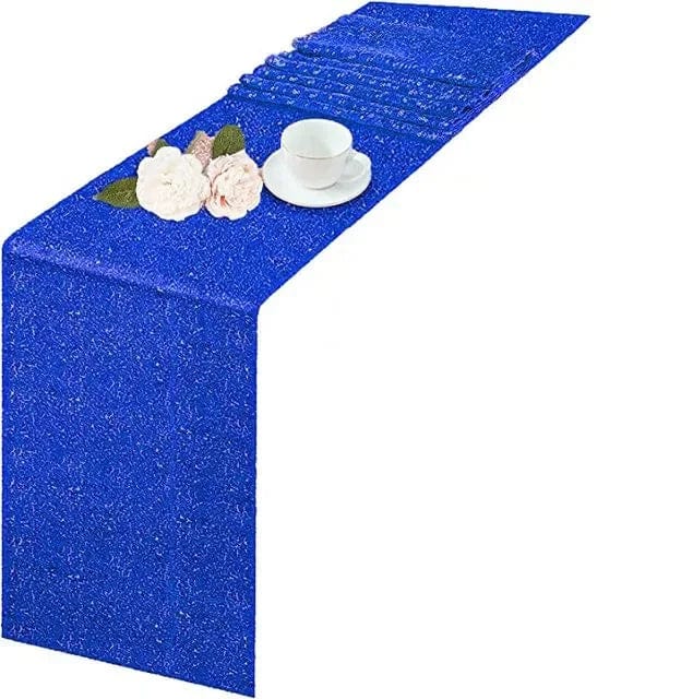 Magzasi Sequin Table Runner in glitter mesh, 30x180cm, perfect for wedding and banquet table decoration with embroidered design