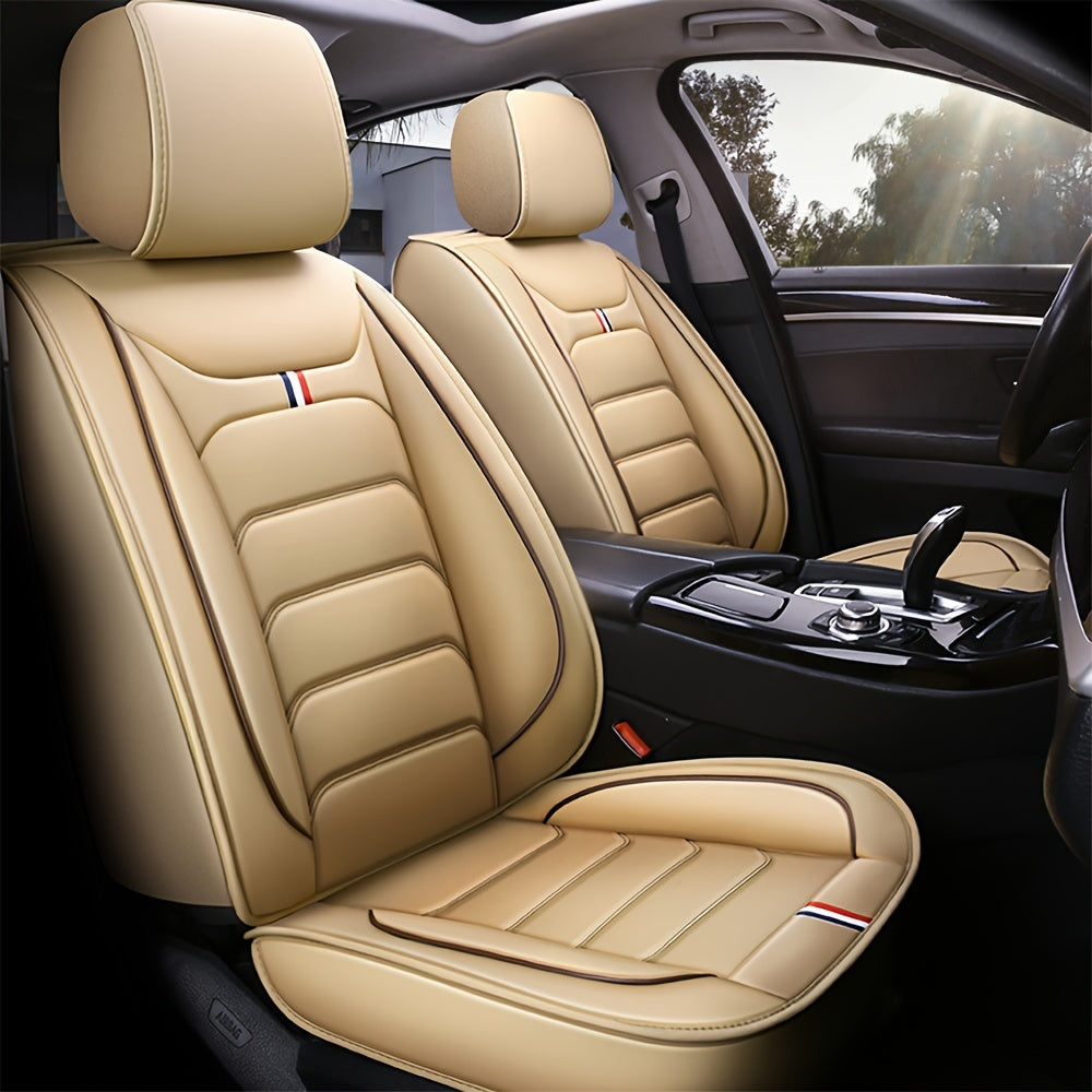 Showlu Fashion faux leather car seat covers set, universal fit, stylish full set for car interior protection and enhancement