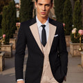 SHOWLU men's 3-piece slim fit wedding tuxedo with jacket, vest, and pants, shown on a male model for formal occasion attire.