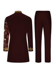 Men's Casual Long-sleeved Two-piece Suit, Mid-length Top And Trousers