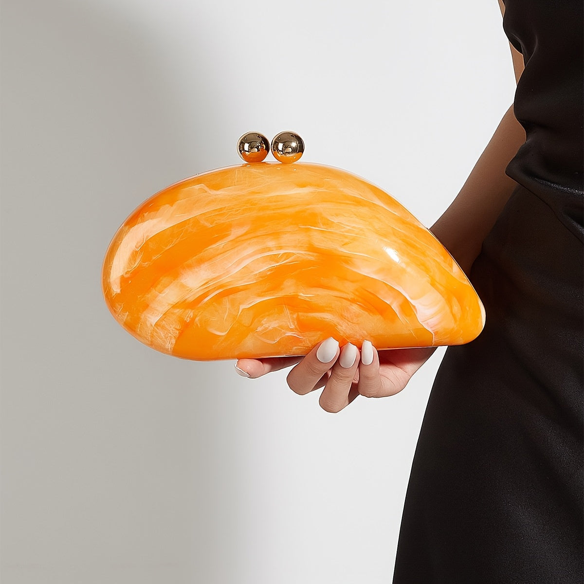 SHOWLU marbled acrylic clutch bag with chain strap, elegant evening purse featuring a stylish marbled design and compact size.