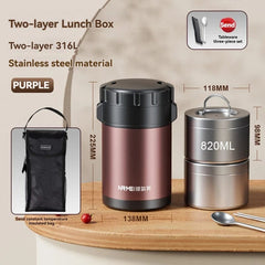 3.2L Thermal Insulation lunch Box Bento Storage Food Packed lunch Kitchen Organizer Vacuum multilevel container with Thermal Bag - SHOWLU FASHION STORE