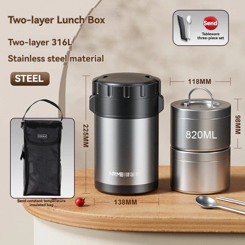 3.2L Thermal Insulation lunch Box Bento Storage Food Packed lunch Kitchen Organizer Vacuum multilevel container with Thermal Bag - SHOWLU FASHION STORE