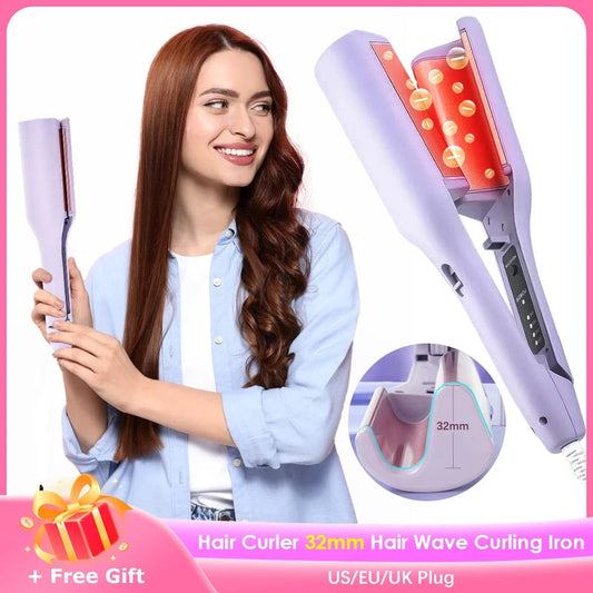 32mm French Hair Curler Wave Professional Egg Roll Hair Curling Iron Corrugated Wavy Styler Fast Heating Volumizing Styling Tool - SHOWLU FASHION STORE