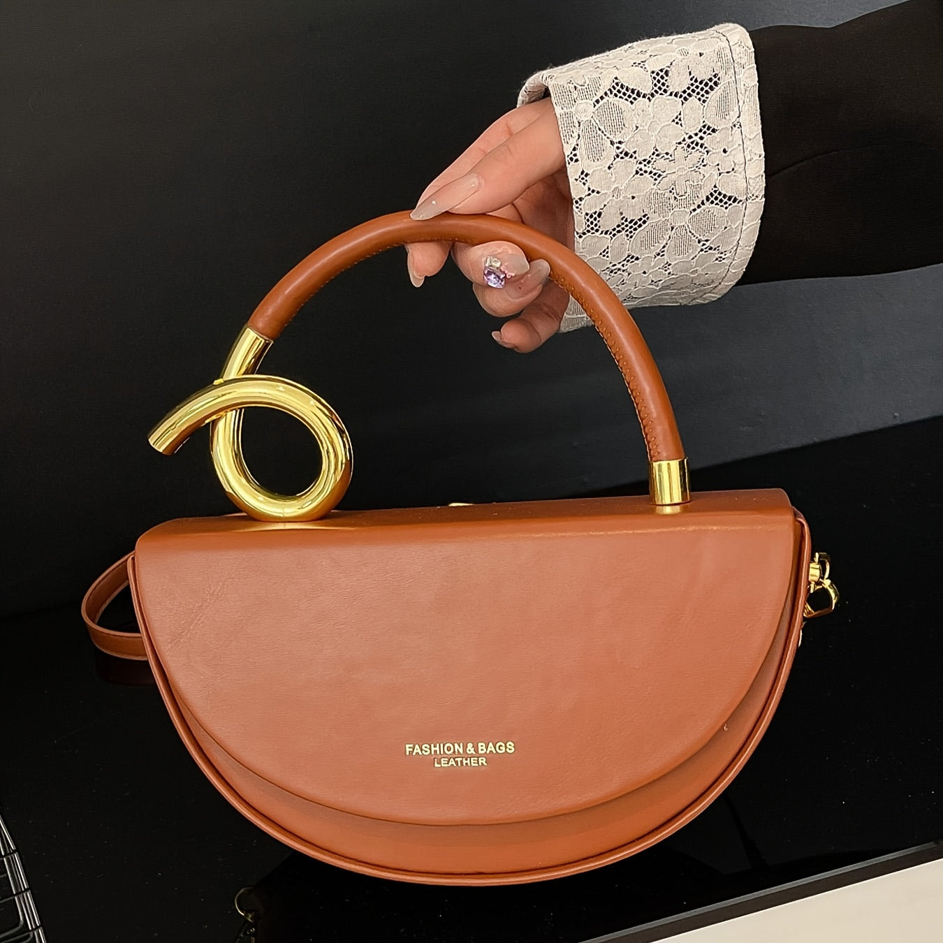 SHOWLU FASHION women's large capacity PU saddlebag, elegant crossbody bag with spacious interior and stylish design.