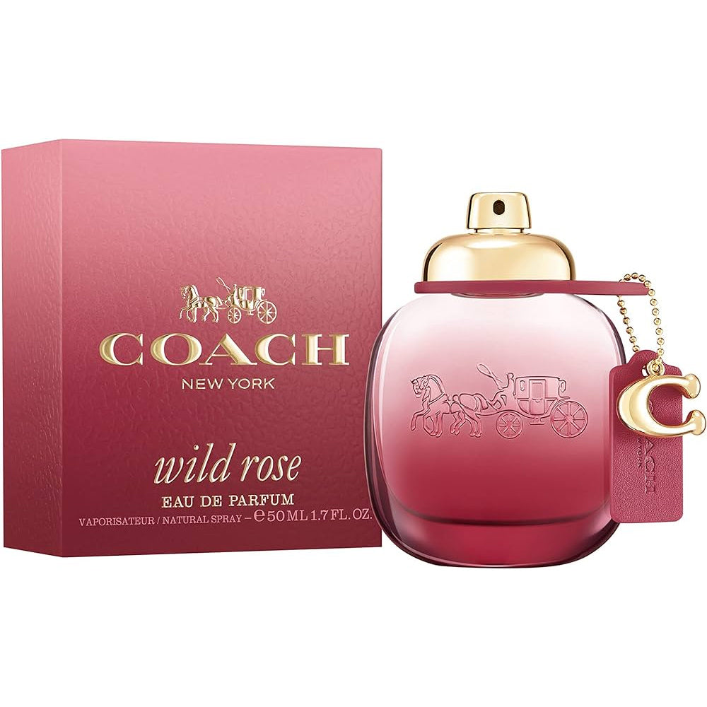 Coach Wild Rose Eau de Parfum for women, featuring a green floral fragrance in a stylish bottle.