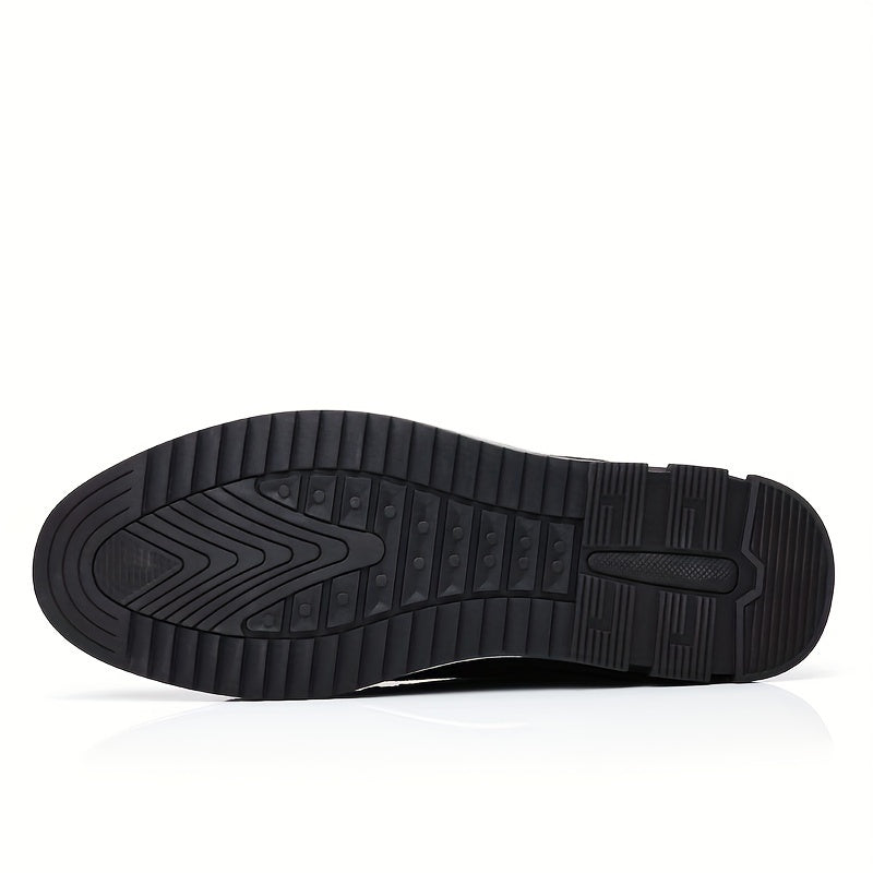 SHOWLU Men's lace-up dress shoes with round toe and non-slip sole, casual style in black leather for formal and everyday wear.