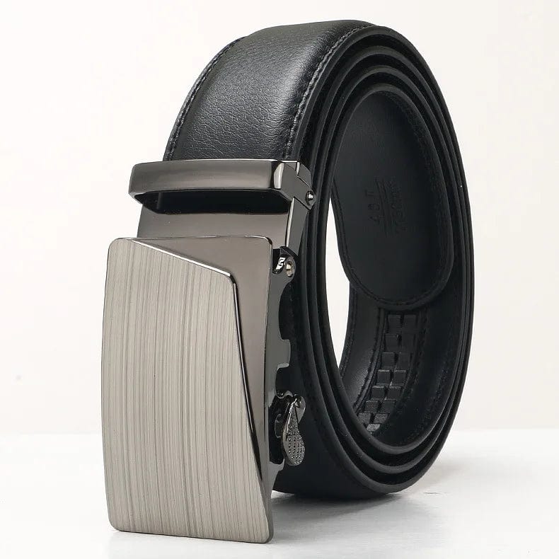 3.5cm Men's Business Belt Alloy Automatic Buckle Black Leather All - match Waist Belt for Men Leisure Men’s Designer Waistband - SHOWLU FASHION STORE