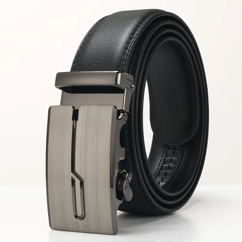 3.5cm Men's Business Belt Alloy Automatic Buckle Black Leather All - match Waist Belt for Men Leisure Men’s Designer Waistband - SHOWLU FASHION STORE