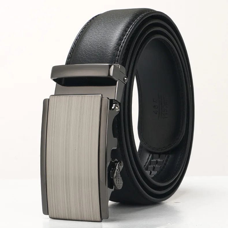 3.5cm Men's Business Belt Alloy Automatic Buckle Black Leather All - match Waist Belt for Men Leisure Men’s Designer Waistband - SHOWLU FASHION STORE