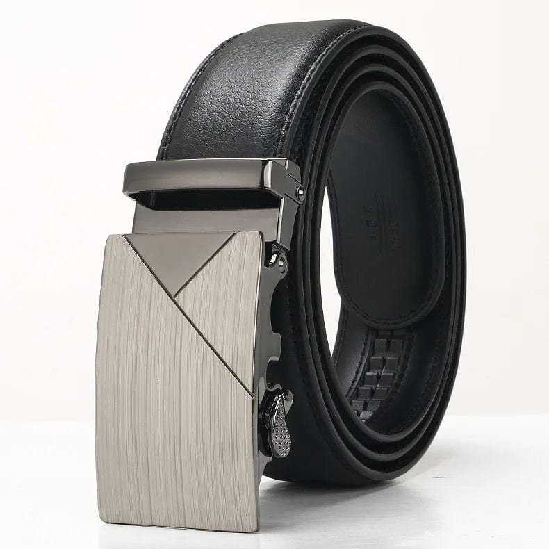 3.5cm Men's Business Belt Alloy Automatic Buckle Black Leather All - match Waist Belt for Men Leisure Men’s Designer Waistband - SHOWLU FASHION STORE