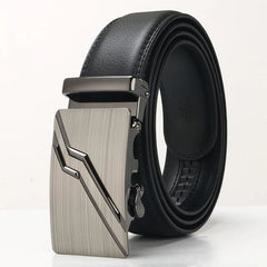 3.5cm Men's Business Belt Alloy Automatic Buckle Black Leather All - match Waist Belt for Men Leisure Men’s Designer Waistband - SHOWLU FASHION STORE