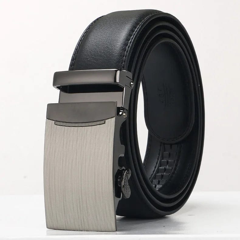 3.5cm Men's Business Belt Alloy Automatic Buckle Black Leather All - match Waist Belt for Men Leisure Men’s Designer Waistband - SHOWLU FASHION STORE