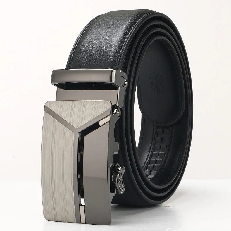 3.5cm Men's Business Belt Alloy Automatic Buckle Black Leather All - match Waist Belt for Men Leisure Men’s Designer Waistband - SHOWLU FASHION STORE