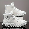 Showlu Mid-Top Basketball Sneakers with shock-absorbing PU leather, featuring stylish design and cushioned sole for athletic comfort.