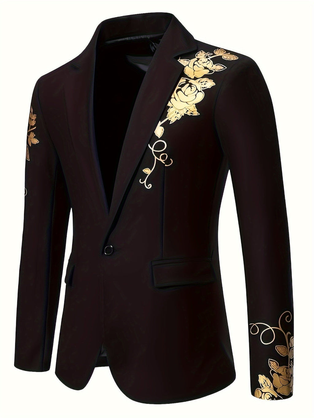 Men's SHOWLU FASHION business suit jacket with a solid woven lapel, featuring a gilded design and tailored fit.