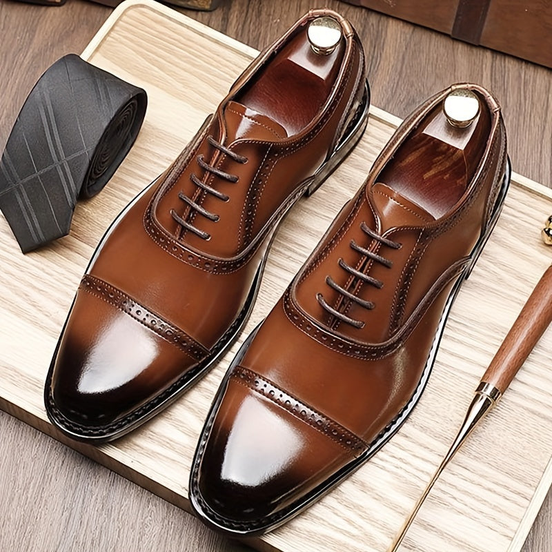 SHOWLU Men's split cow leather Oxford shoes with non-slip soles, formal footwear suitable for professional and dress occasions.