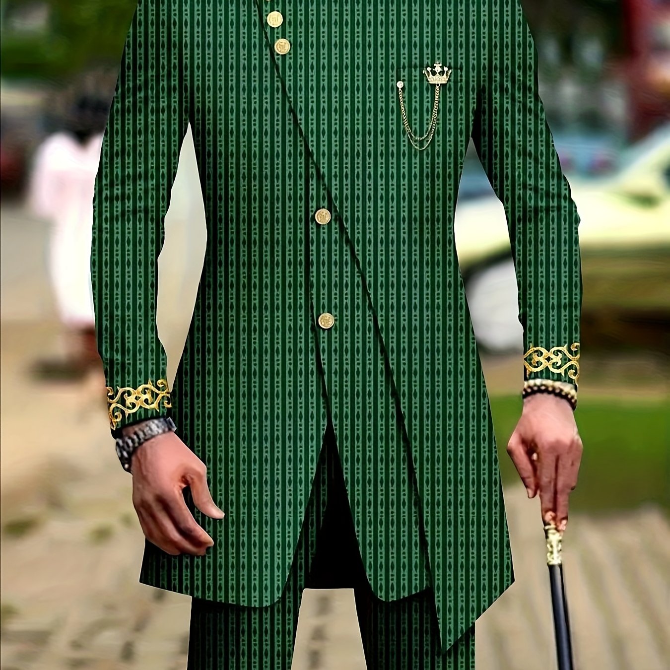 SHOWLU FASHION men's plaid casual two-piece suit with loose fit woven set, featuring a stylish plaid blazer and matching trousers.