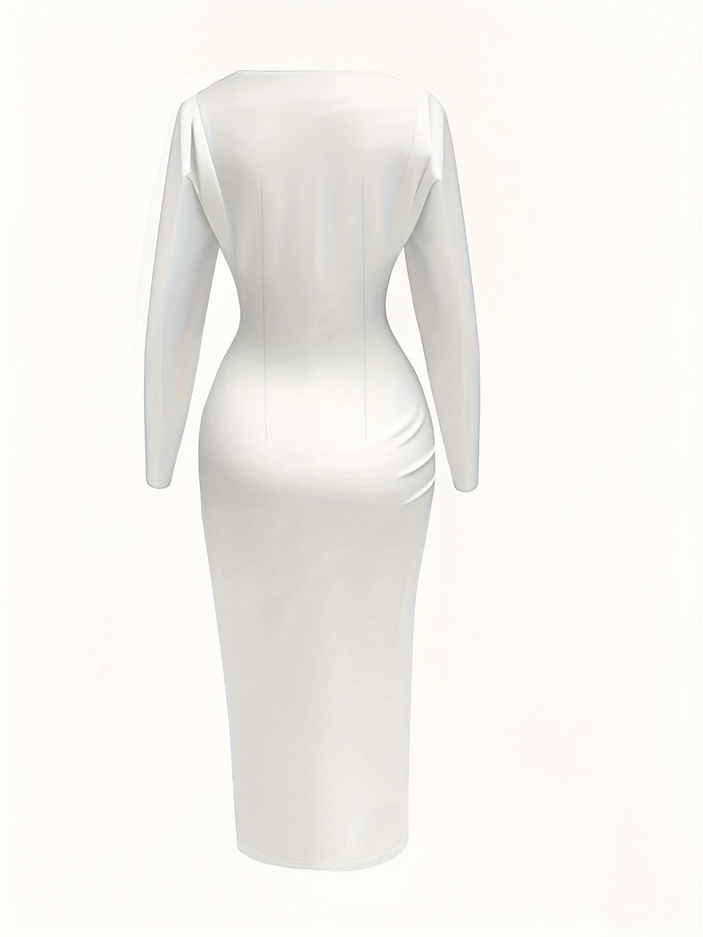 SHOWLU V-Neck Bodycon Dress featuring semi-sheer solid knit fabric, form-fitting silhouette, and elegant style.