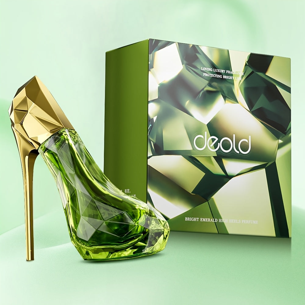 Long-lasting DEOLD Rose & Jasmine Eau De Parfum bottle with floral design, featuring a sleek glass container and elegant cap.