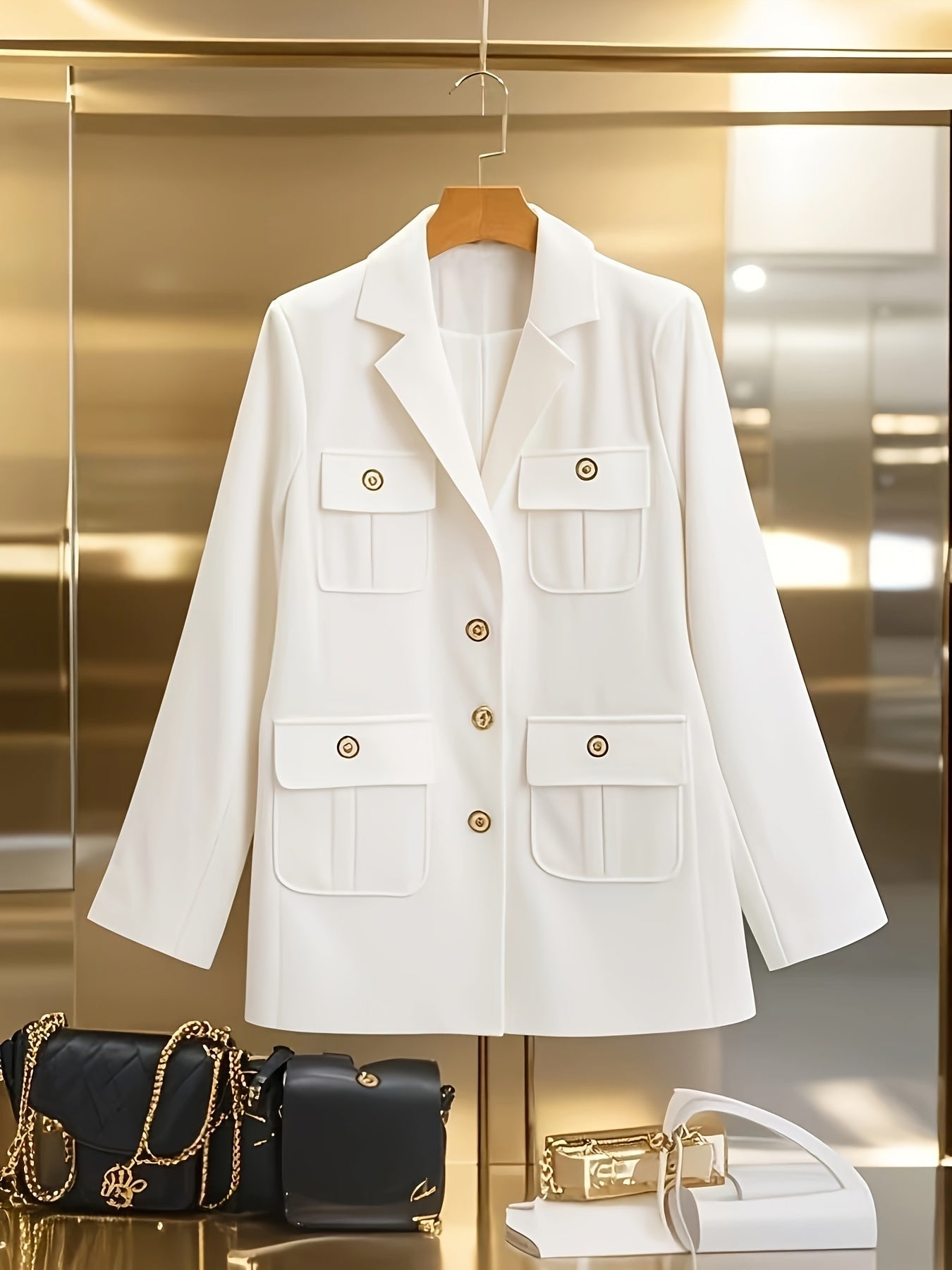 Lightweight luxury women's coat with elegant solid lapel by SHOWLU FASHION, showcasing a stylish and sophisticated outerwear piece.