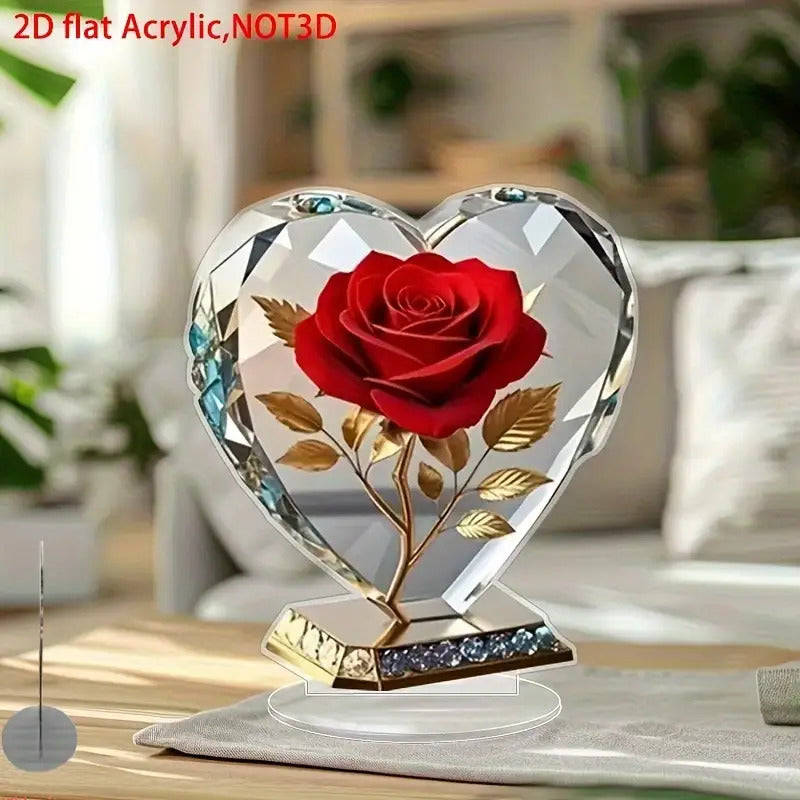 Red acrylic Bohemian heart-shaped statue by Showlu Fashion Store, perfect as a unique desktop ornament.