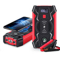 Showlu 39800mAh car jump starter and portable power box with wireless charging, compact battery charger for vehicles.