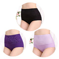 Showlu Fashion Women's high waist cotton postpartum briefs 3-pack, plus size abdominal underwear for comfort and recovery.