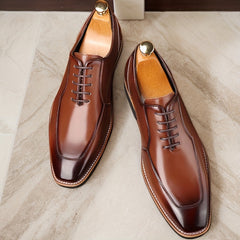 Men's Classic Black Oxford Shoes - Breathable Genuine Leather, Lace-Up Design, Comfortable All-Season Dress Shoes with Rubber Sole for Business & Formal Occasions SHOWLU FASHION STORE