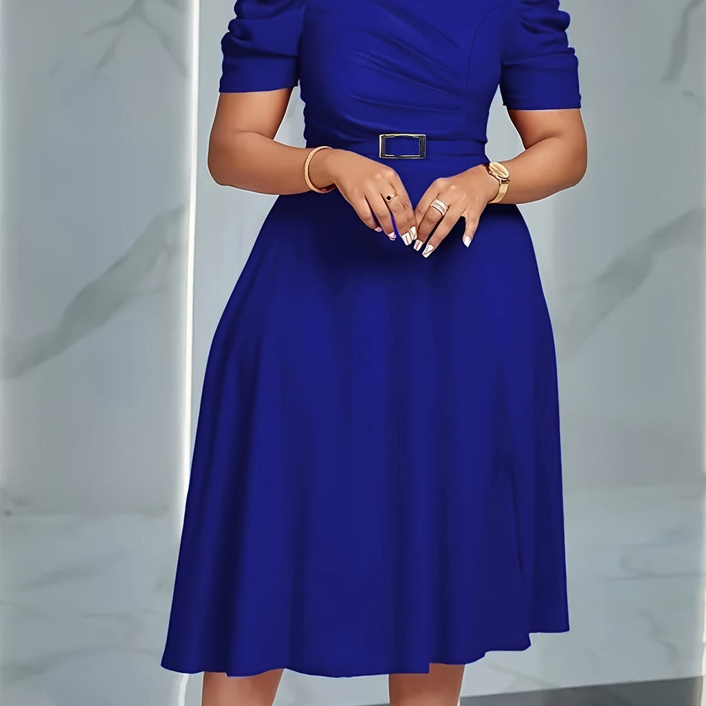 Red SHOWLU Women's V-Neck Ruffle Hem A-Line dress made of polyester, featuring a flowy design and stylish ruffle details.