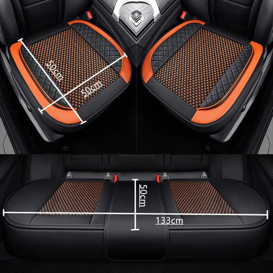 3D Ice Silk+PU Leather Car Seat Cover Universal Seat Protector Non - slip Cushion Luxury Car Seat Upholstery Mat Accessories - SHOWLU FASHION STORE