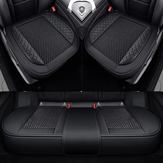 3D Ice Silk+PU Leather Car Seat Cover Universal Seat Protector Non - slip Cushion Luxury Car Seat Upholstery Mat Accessories - SHOWLU FASHION STORE