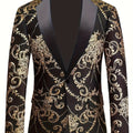 SHOWLU FASHION men's 3D floral patterned casual suit, regular fit ideal for nightclub, party, or wedding events.