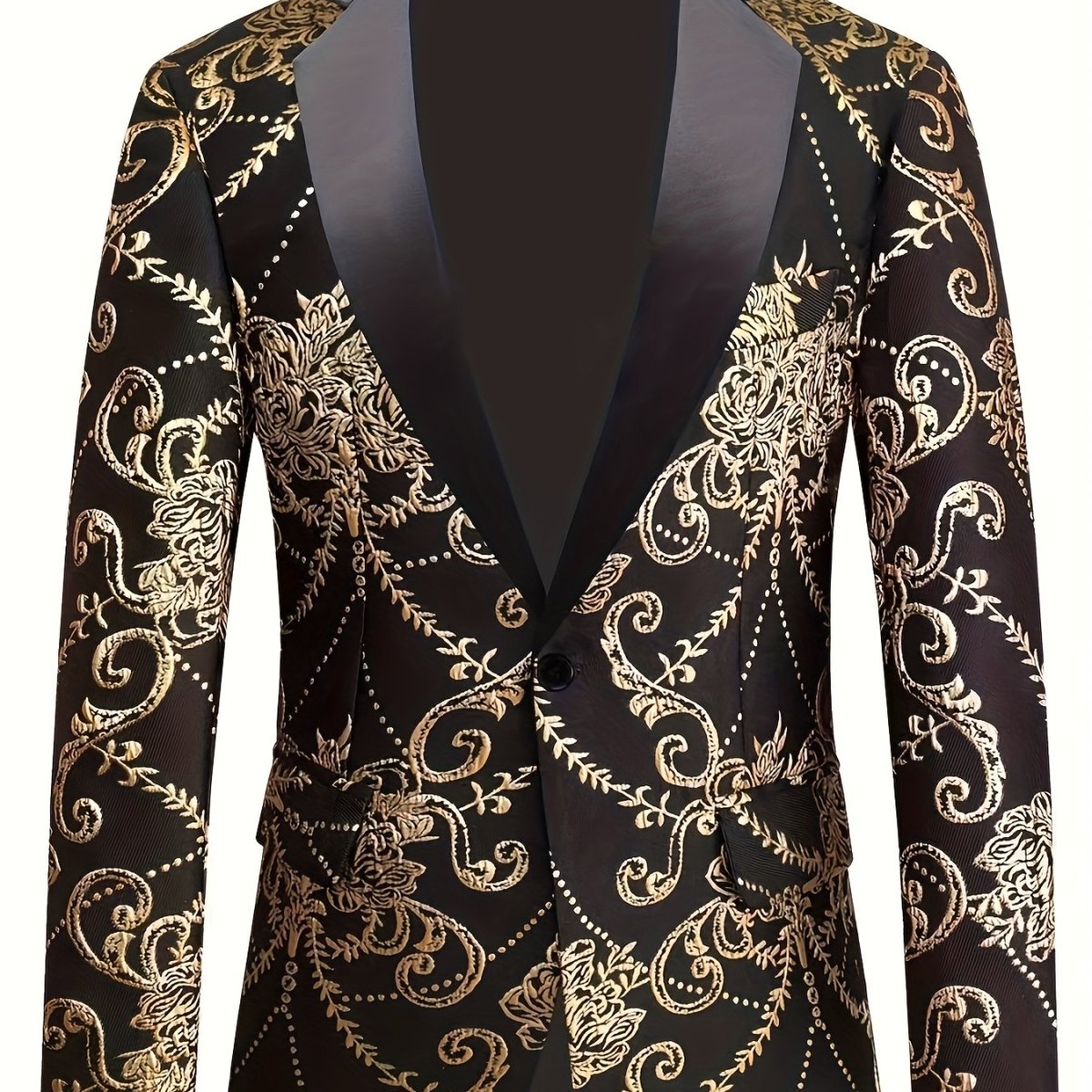 SHOWLU FASHION men's 3D floral patterned casual suit, regular fit ideal for nightclub, party, or wedding events.