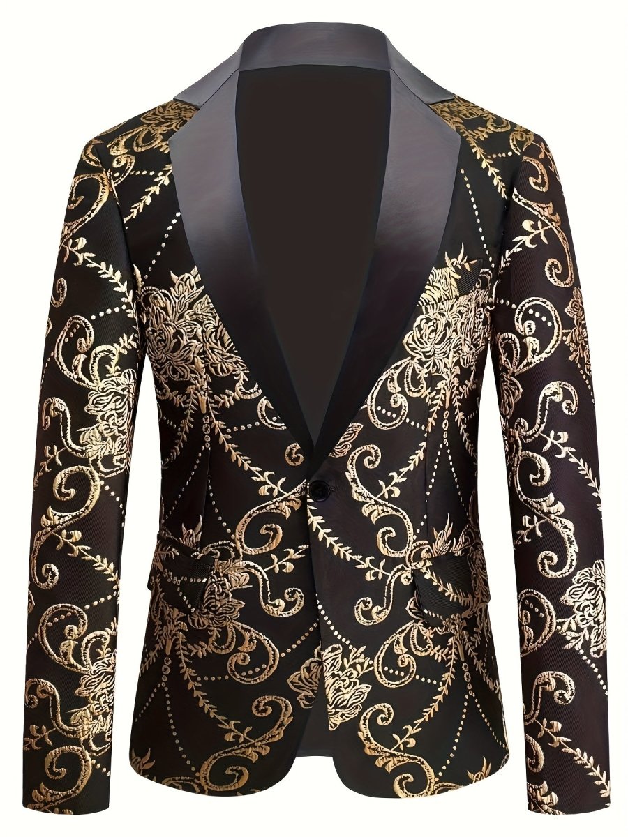 SHOWLU FASHION men's 3D floral patterned casual suit, regular fit, suitable for nightclub, party, or wedding occasions.