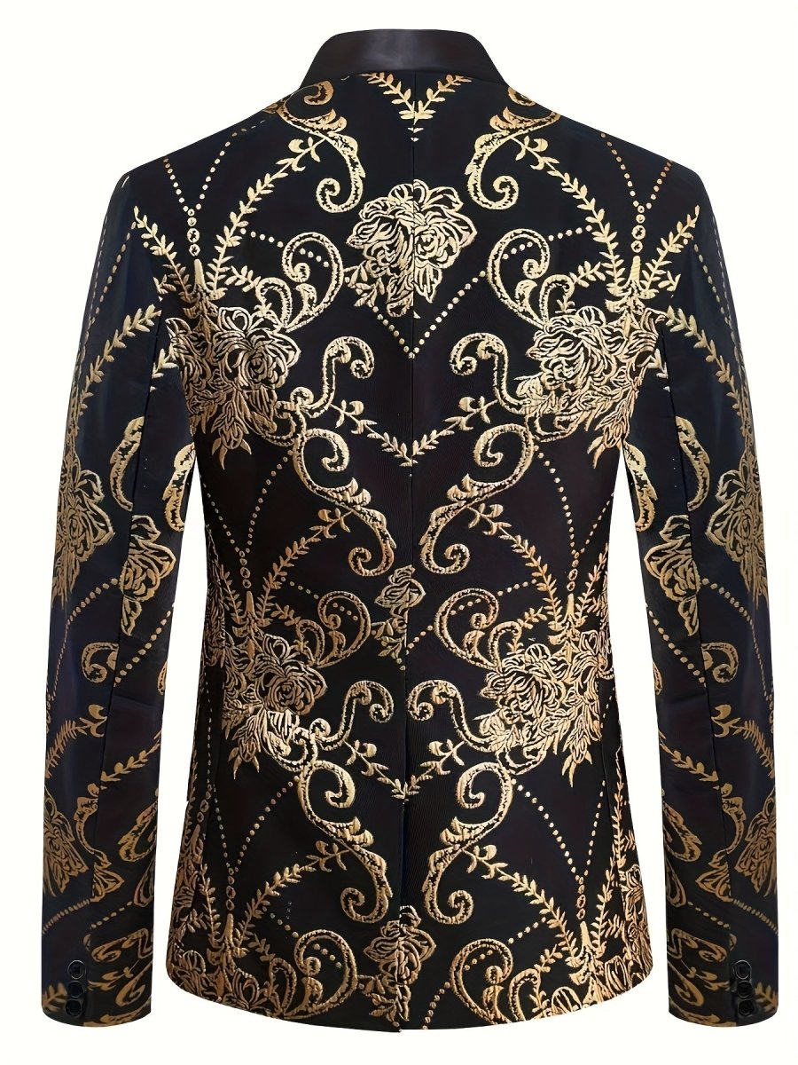 SHOWLU FASHION Men's 3D floral patterned casual suit, regular fit, suitable for nightclub, party, or wedding events.