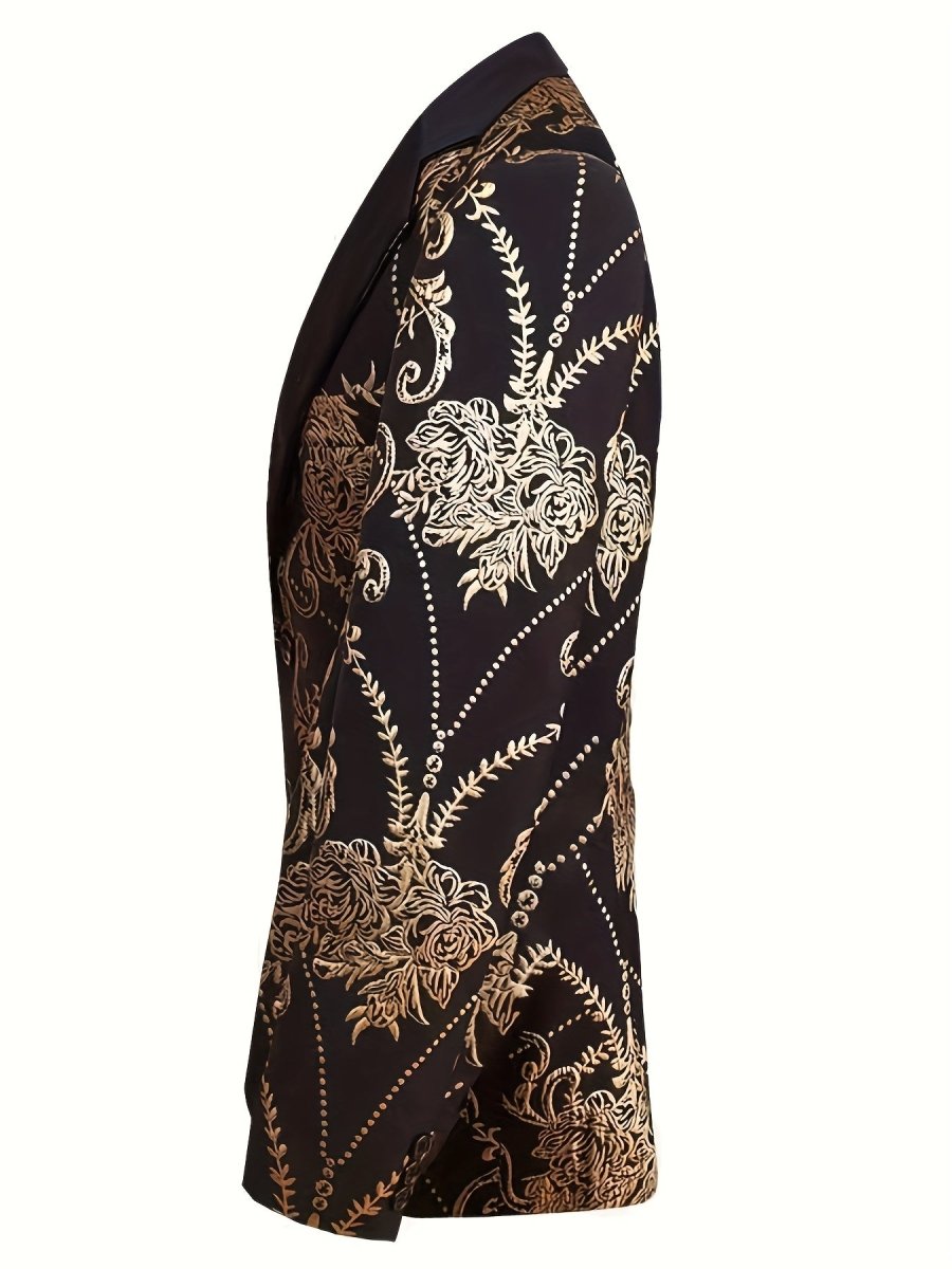 SHOWLU FASHION Men's 3D floral patterned casual suit, regular fit, suitable for nightlife, parties, and weddings.