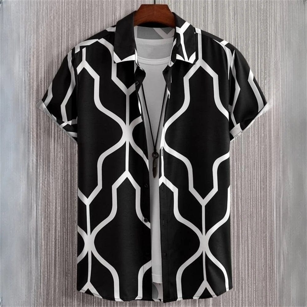 3D Printed Geometry Men's Shirts Color Block Graphics Fashion Button Short Sleeve Lapel Hawaiian Blouse shirts for men Summer - SHOWLU FASHION STORE
