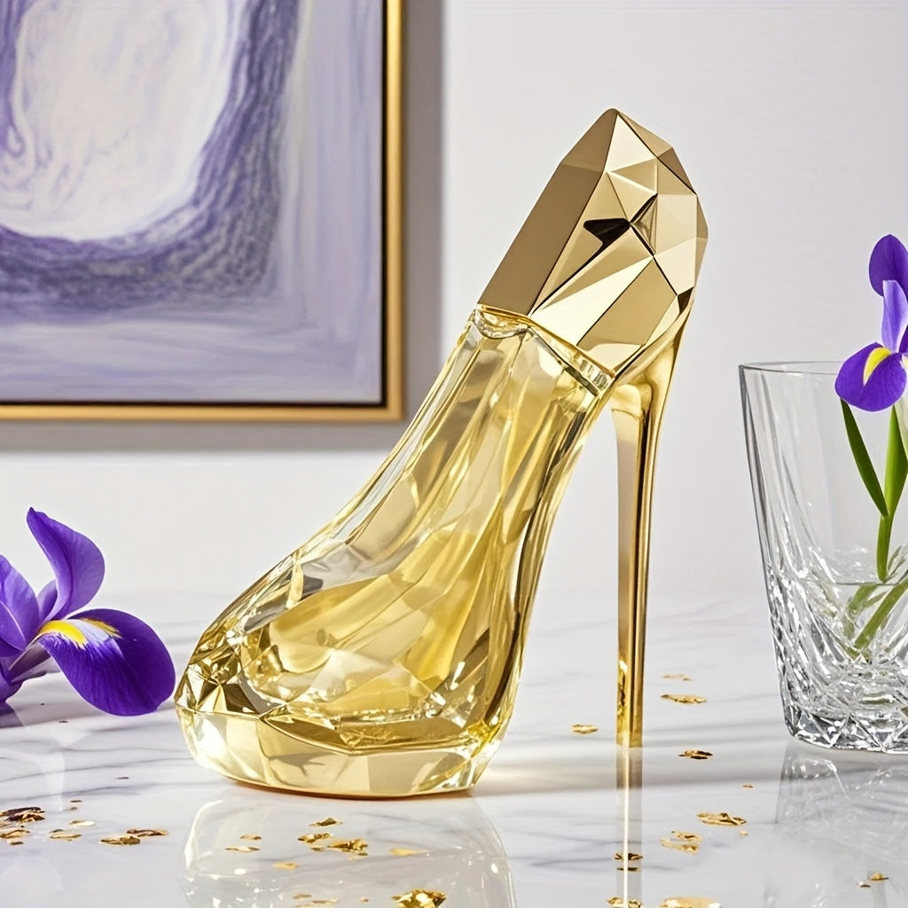 SHOWLU Musk & Woody high heel perfume bottle, long-lasting liquid fragrance with elegant packaging, ideal for women.