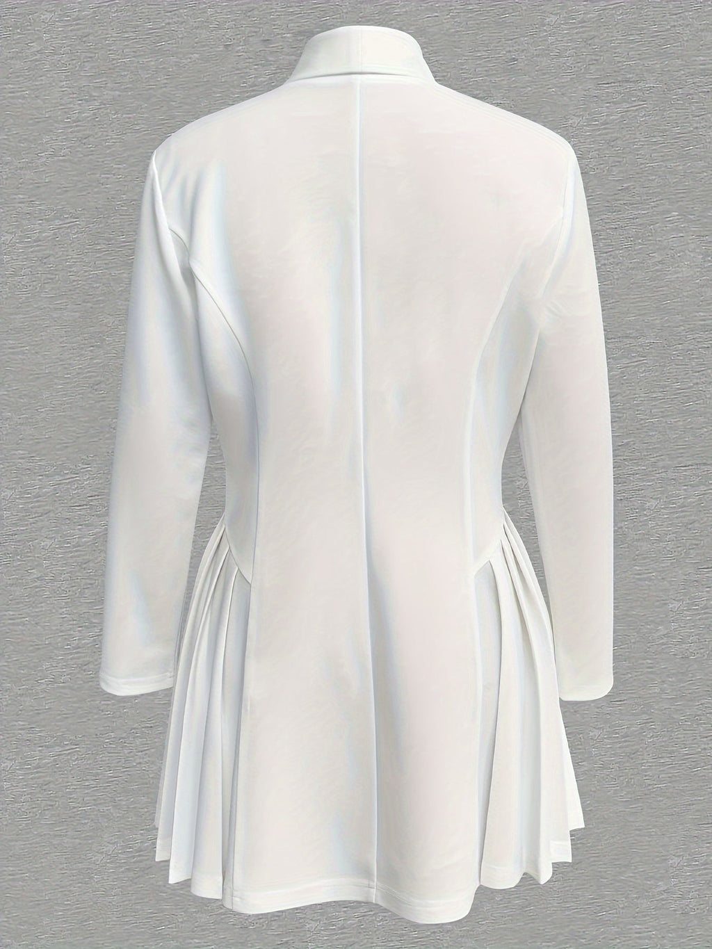 SHOWLU FASHION women's V-neck pleated A-line dress in solid color, displayed on a hanger with a flowing, elegant design.