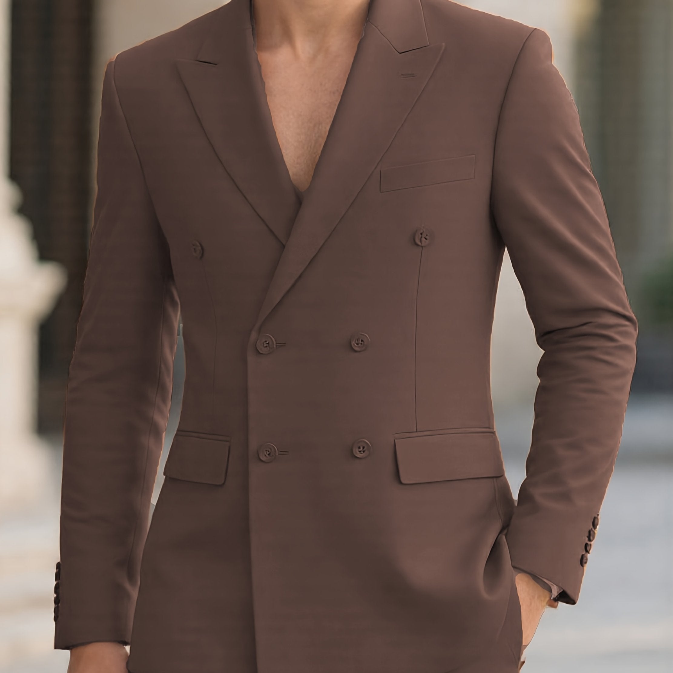 SHOWLU men's slim fit 2-piece suit with notched lapel, formal wedding coat, tailored for a sharp, modern look.