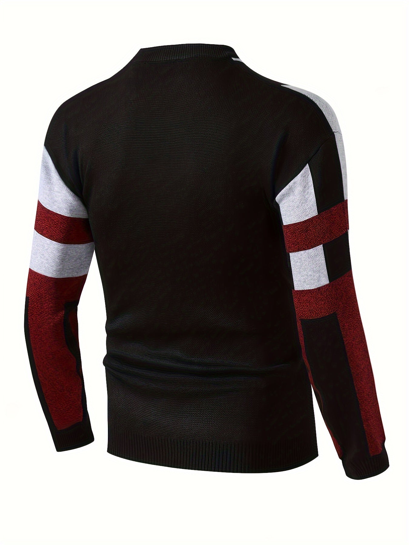 SHOWLU men's color block knit sweater with slim fit viscose crew neck, featuring bold color blocks and a cozy, stylish design