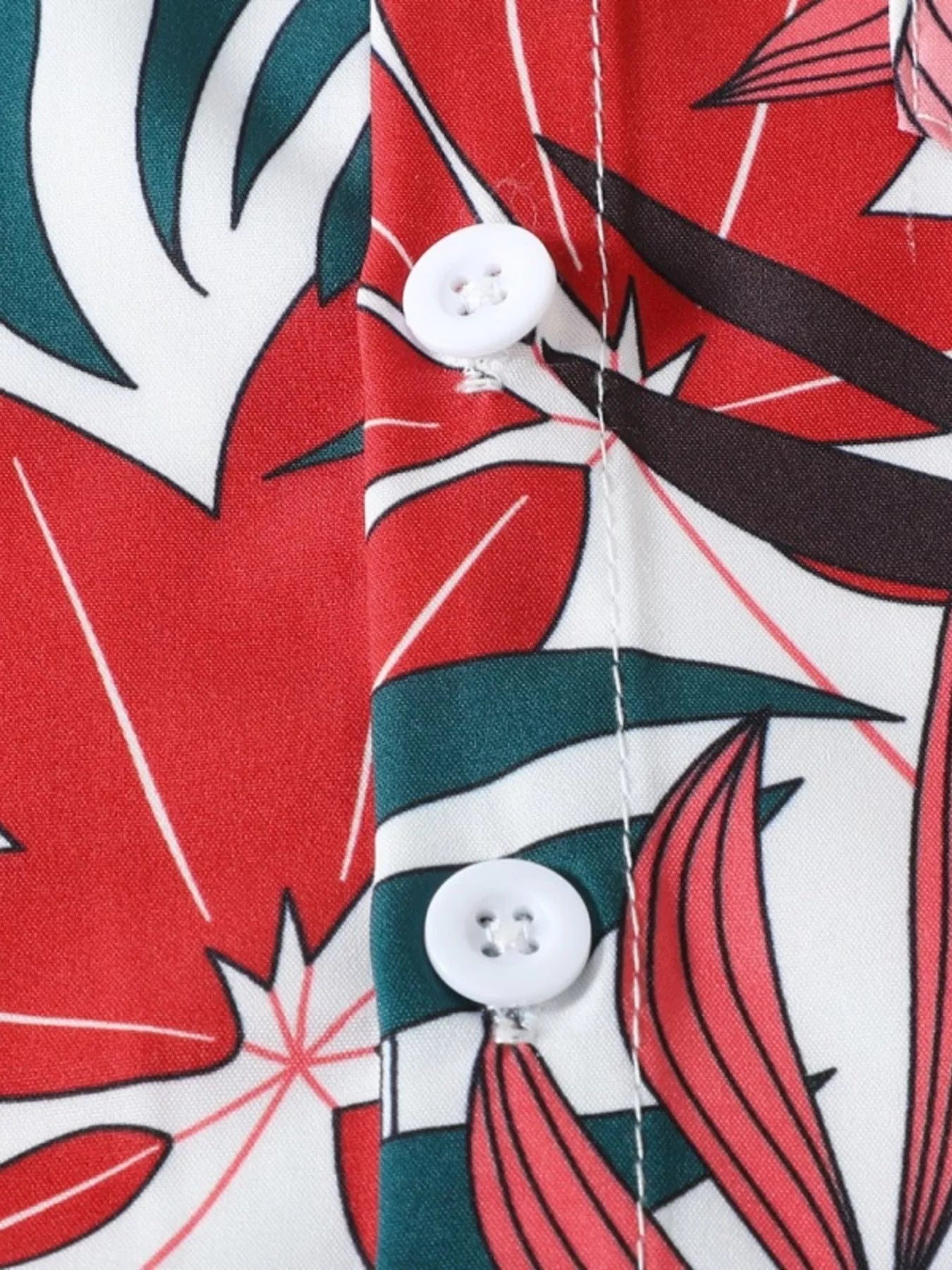 Children's tropical leaf print shirt and shorts set by Trendsi, featuring vibrant green leaf patterns on lightweight fabric.