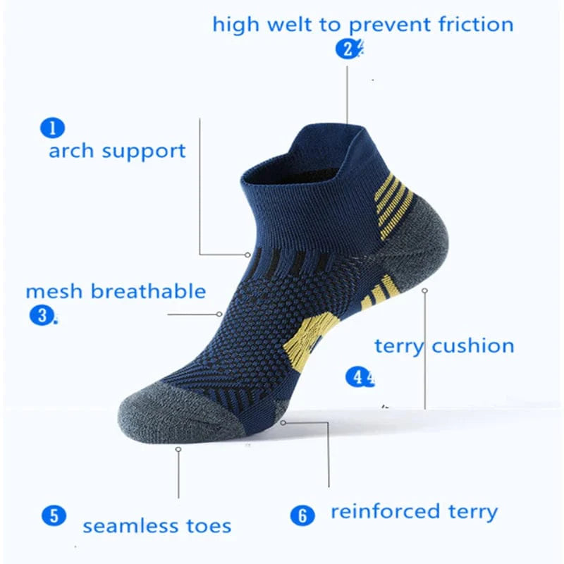 Showlu 3-Pair Non-Slip Sports Socks for men and women, quick-drying basketball and running socks with towel-bottom grip.