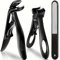 SHOWLU 3-piece stainless steel nail clipper set with file, designed for thick nails and perfect for manicures and pedicures.