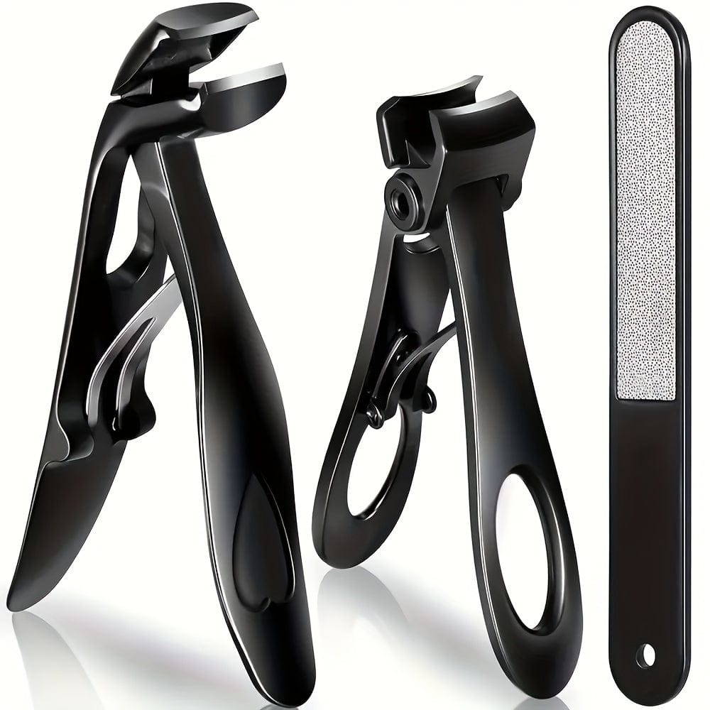 SHOWLU 3-piece stainless steel nail clipper set with file, designed for thick nails and perfect for manicures and pedicures.