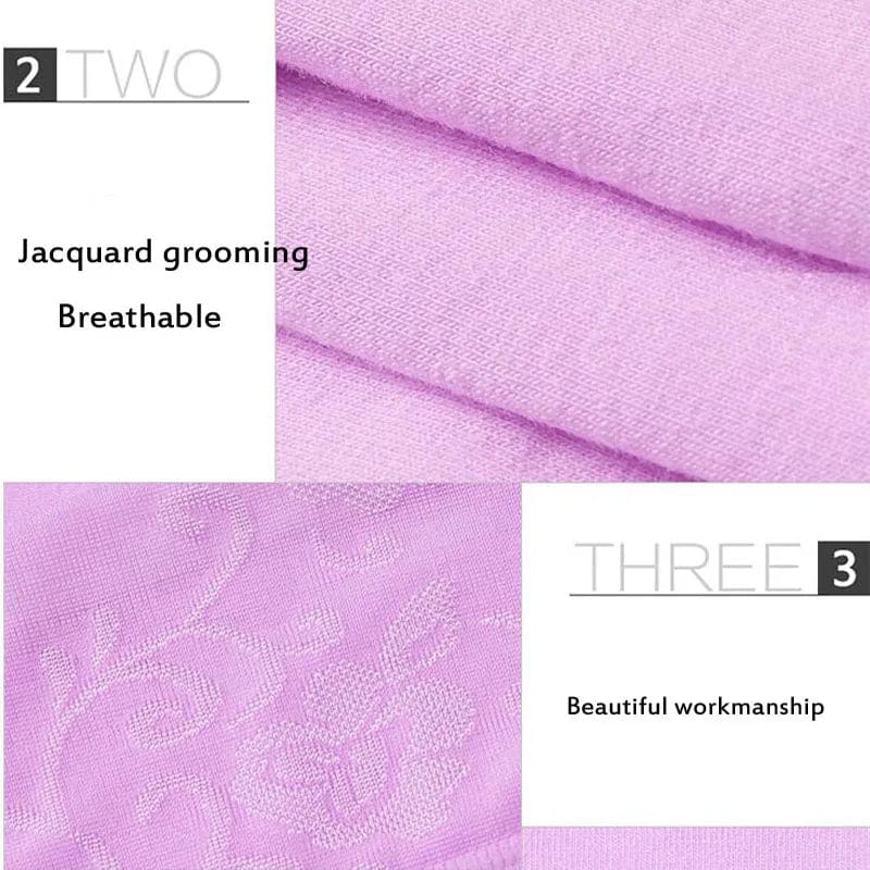 Three pairs of Showlu Women's high waist cotton panties in seamless plus size briefs, shown in a close-up of the underwear laying flat.