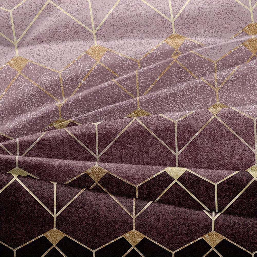Showlu Fashion Bronzing Geometric Duvet Cover Set with 1 duvet cover and 2 pillowcases, soft polyester bedding for bedroom decor