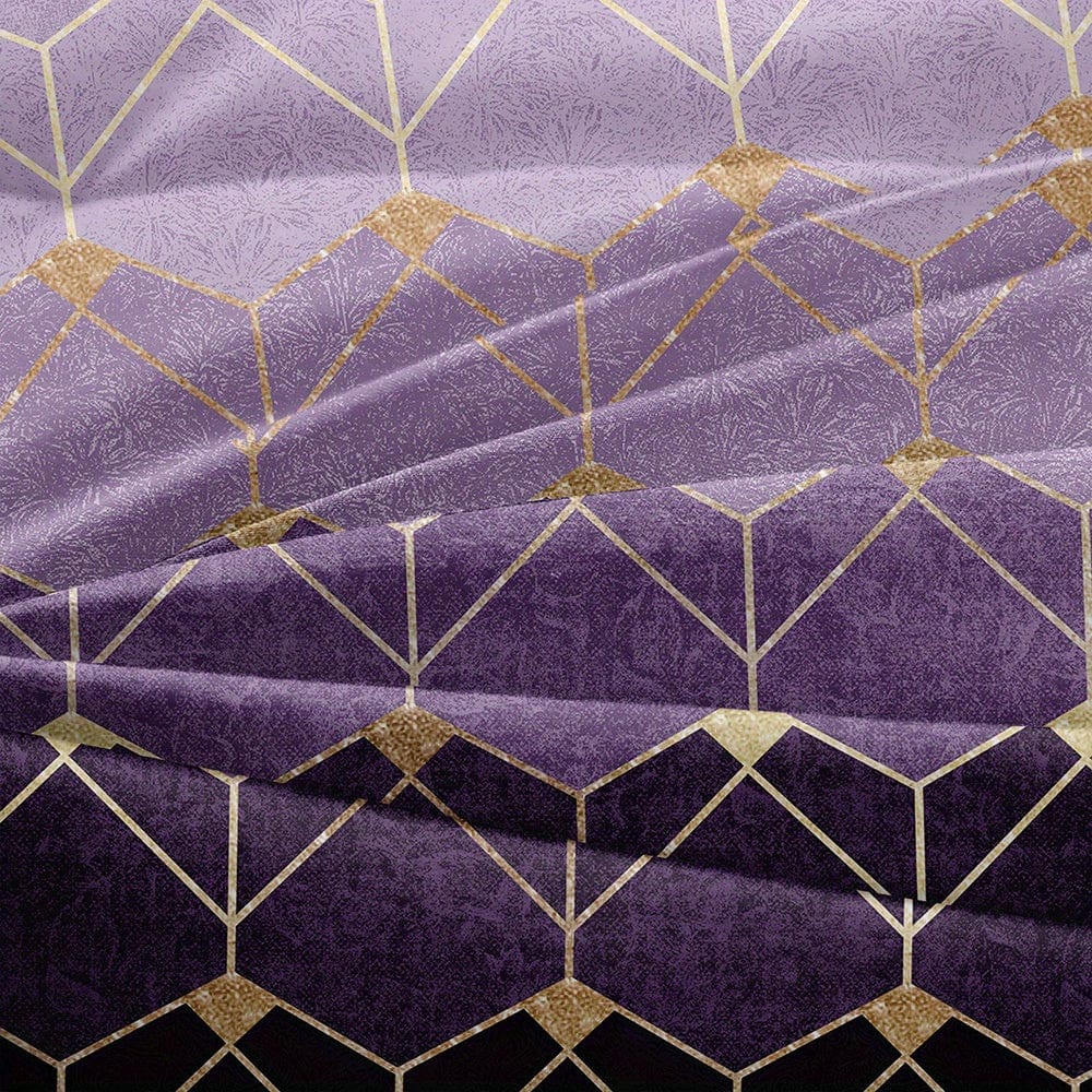 Showlu Fashion Bronzing Geometric Duvet Cover Set with 1 duvet cover and 2 pillowcases, soft polyester bedding for bedroom or guest room.